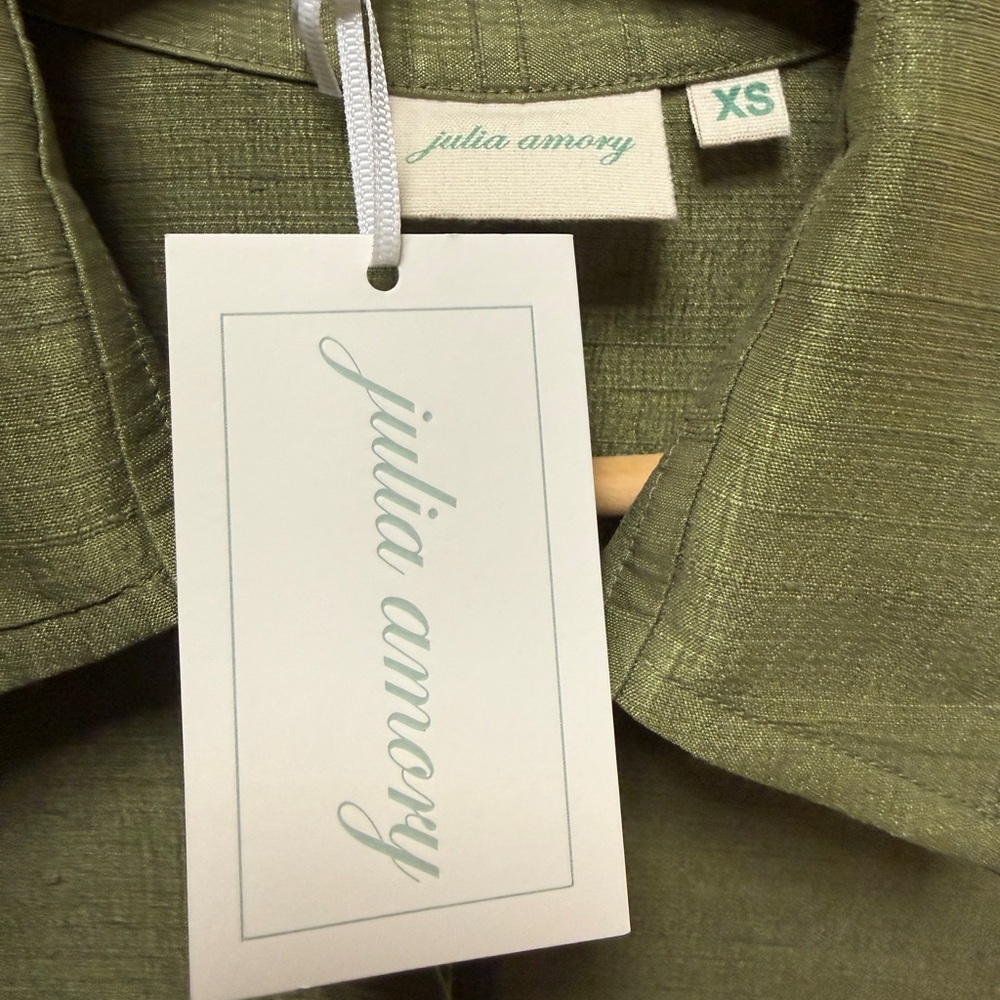 Long Sleeve Collared Midi Dress in Olive Green - Picture 3 of 5